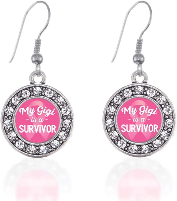 Inspired Silver - Silver Circle Charm French Hook Drop Earrings with Cubic Zirconia Jewelry