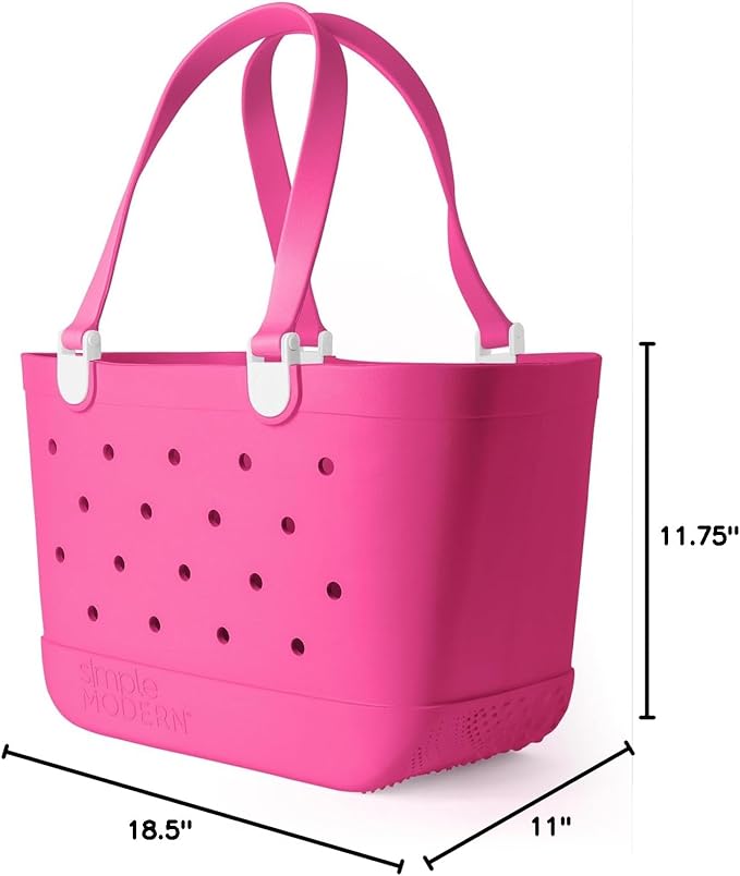 Simple Modern Large Beach Bag | Waterproof Getaway Rubber Tote with Zipper Pocket for Travel, Pool, Boat, Groceries, Sports | Malibu