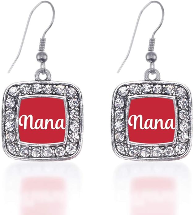 Inspired Silver - Silver Square Charm French Hook Drop Earrings with Cubic Zirconia Jewelry