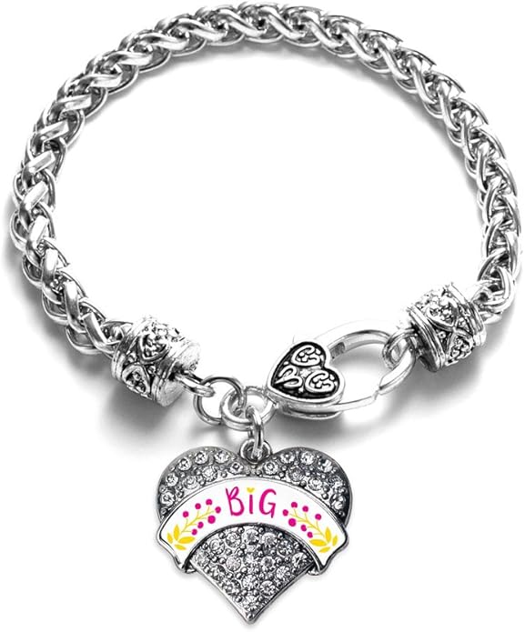 Inspired Silver - Silver Pave Heart Charm Bracelet with Cubic Zirconia Jewelry