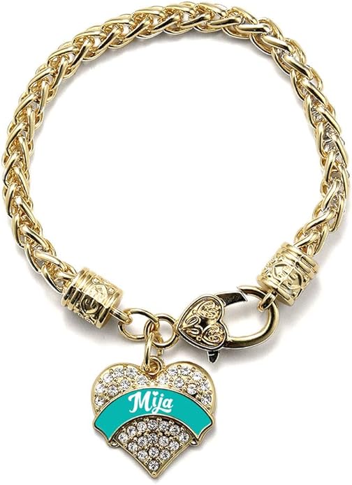 Inspired Silver - Gold Pave Heart Charm Bracelet with Cubic Zirconia Jewelry
