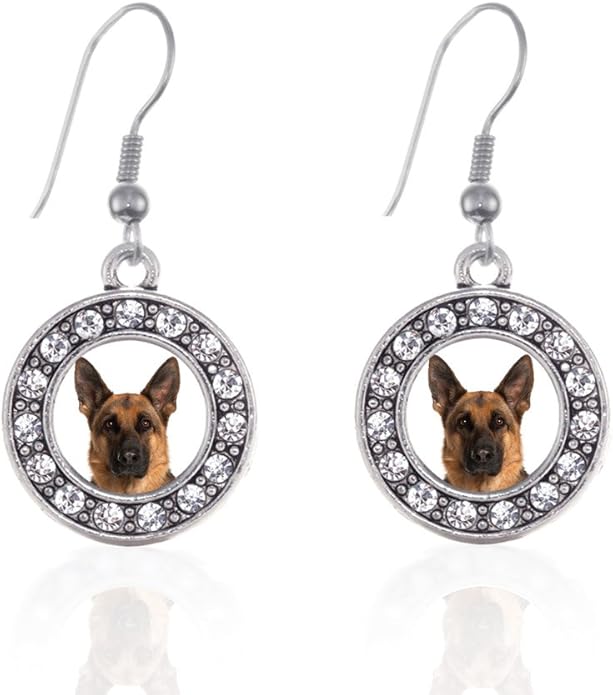 Inspired Silver - Silver Circle Charm French Hook Drop Earrings with Cubic Zirconia Jewelry