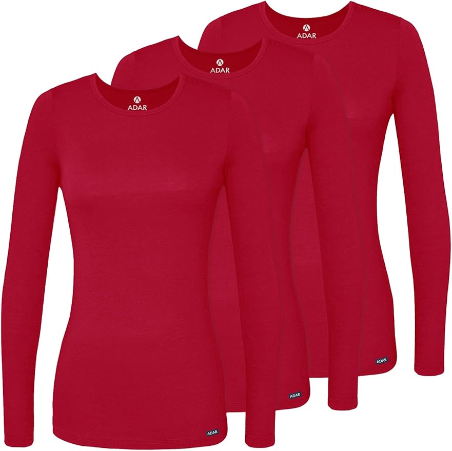 Adar Underscrubs for Women 3 Pack - Long Sleeve Underscrub Comfort Tee