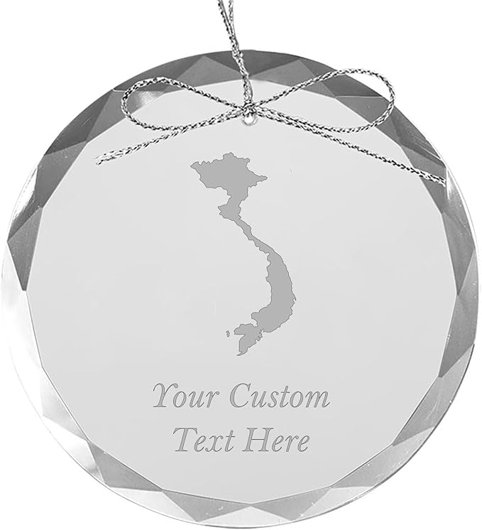 Vietnam, Personalized Travel Christmas Ornament – Customized Engraved Glass Keepsake - Custom Family Trip & Vacation, 2024, 2025, 2026, 2027 & Name – Destination Xmas Holiday Ornament