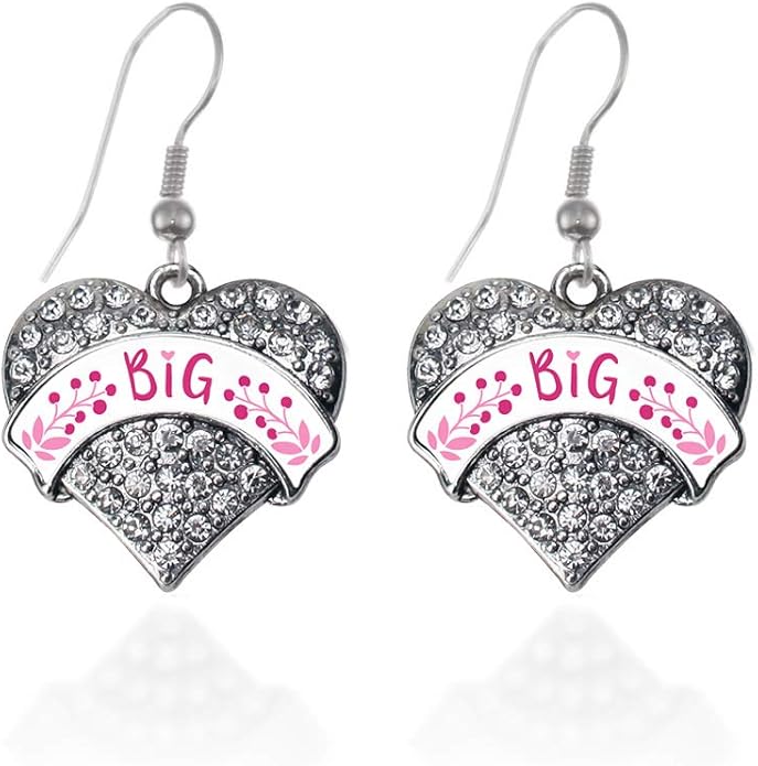 Inspired Silver - Silver Pave Heart Charm French Hook Drop Earrings with Cubic Zirconia Jewelry