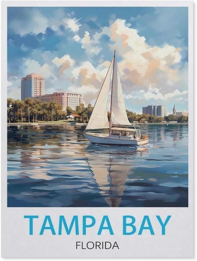 Tampa Bay Florida Vintage Travel Poster，Jigsaws Puzzles 1000 Pieces Classic Jigsaws Educational Games Toys，Best Gift for Adults and Kids（38x26cm）-BC90