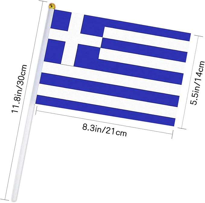 Greece Flag Small Greek Flag 12 Pack Mini Hand Held Greek Flags on Sticks for Party Parades Sports Events Patriotic Holiday Decorations