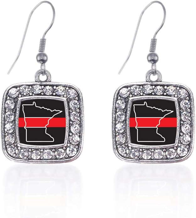 Inspired Silver - Silver Square Charm French Hook Drop Earrings with Cubic Zirconia Jewelry