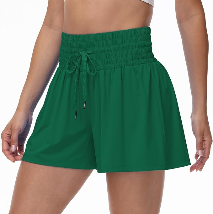 Blaosn Flowy Athletic Shorts for Women Gym Workout Running Short Pants High Waist Skort with Pocket Casual Summer Clothes