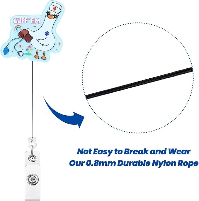 Cuff 'Em Funny Nurse Badge Reel, Cute Retractable ID Card Badge Holder with Alligator Clip, Silly Goose Name Tag Medical Badge Buddy for RN CAN LPN MA BSN Nursing Student Doctor, Nurse Gifts, Acrylic