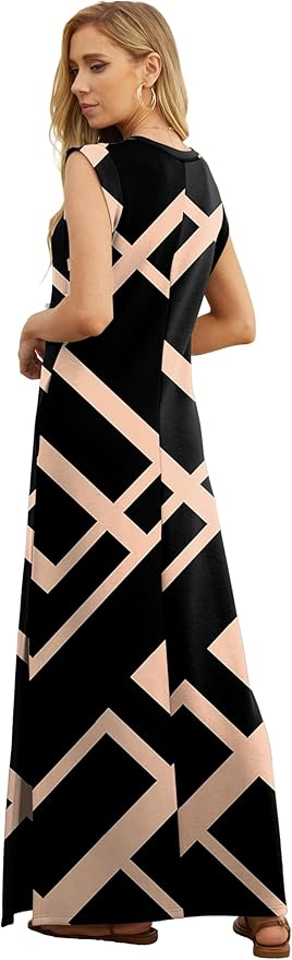 GRECERELLE 2026 Women Year-Round Casual Round Neck Loose Split Wrinkle-Free Long Maxi Vacation Dress with Pockets (XXS-4XL)