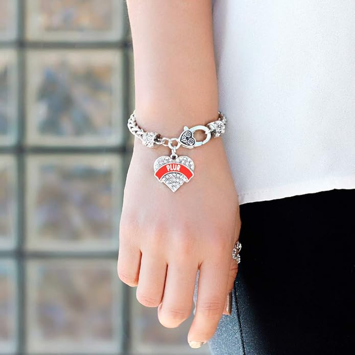 Inspired Silver - Silver Pave Heart Charm Bracelet with Cubic Zirconia Jewelry
