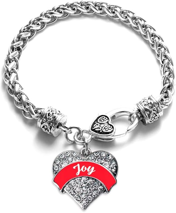 Inspired Silver - Silver Pave Heart Charm Bracelet with Cubic Zirconia Jewelry