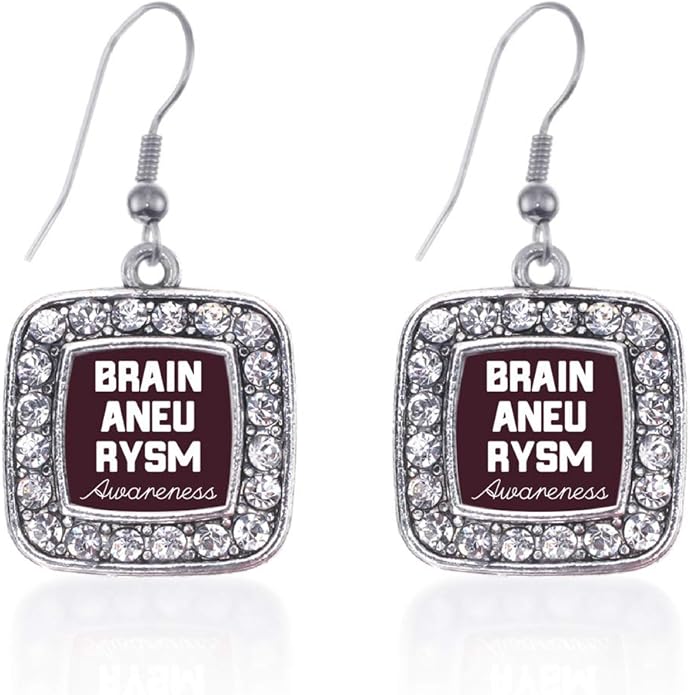 Inspired Silver - Silver Square Charm French Hook Drop Earrings with Cubic Zirconia Jewelry