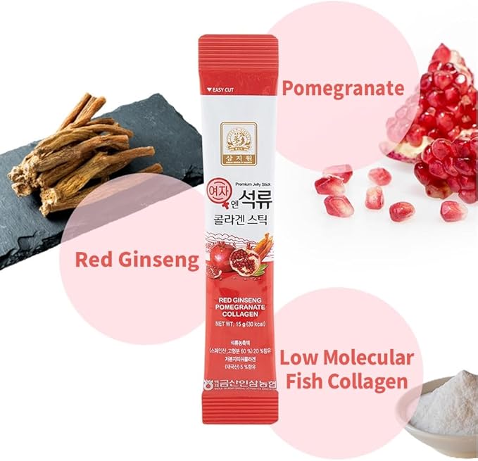 ZIOSTAND Korean Beauty Baekje Geumsan Women's Pomegranate Collagen Jelly Stick 5.1oz / 6 Count (1 Pack)