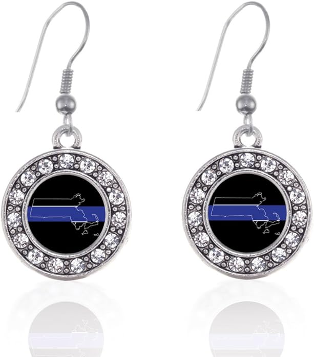 Inspired Silver - Silver Circle Charm French Hook Drop Earrings with Cubic Zirconia Jewelry