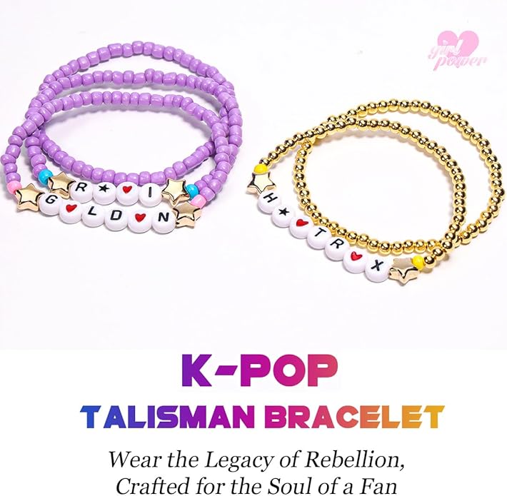 AICase for Korea-Pop Merch Gifts Toys Golden Inspired Bracelets 5 Pcs Stackable Stretch Flower Beaded Bracelets Costume Outfit Merchandise Jewelry Gifts for Fans Christmas Stocking_3110