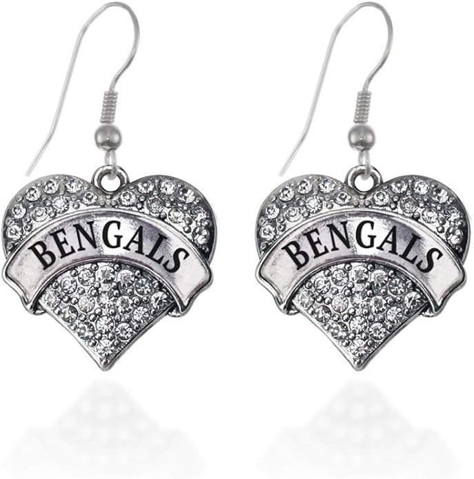 Inspired Silver - Silver Pave Heart Charm French Hook Drop Earrings with Cubic Zirconia Jewelry