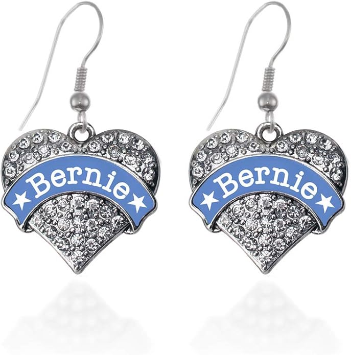 Inspired Silver - Silver Pave Heart Charm French Hook Drop Earrings with Cubic Zirconia Jewelry