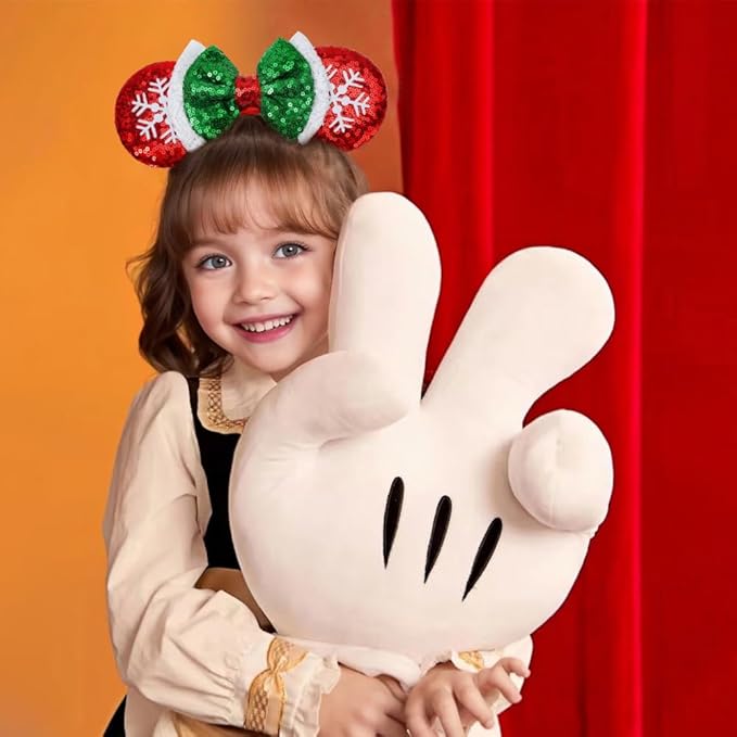 ETLUK Christmas Ears - Mouse Ears for Women, Adults & Girls; Layered Bow Headbands for Parties & Trips