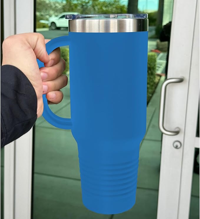 LaserGram 40oz Vacuum Insulated Travel Mug with Handle, CNA Certified Nurse Assistant, Personalized Engraving Included (Dark Blue)