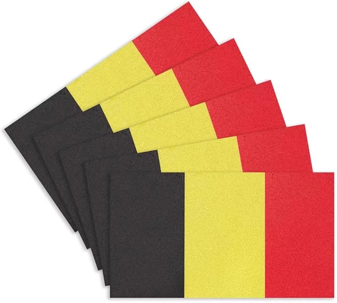 CANTENDO 5Pcs Belgium Flag Decal Sticker - Belgian Flag Reflective Vinyl Car Stickers - for Car Window Bumper Waterproof Sticker (2.5 x 4.5 Inch)
