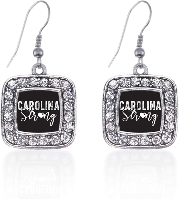 Inspired Silver - Silver Square Charm French Hook Drop Earrings with Cubic Zirconia Jewelry