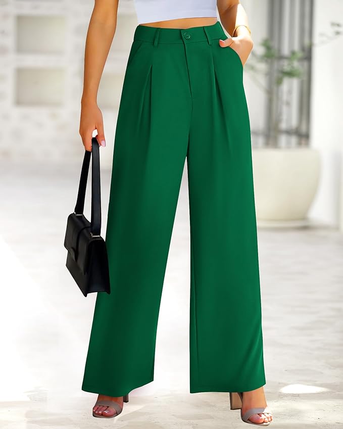 BTFBM Women High Waist Palazzo Pants Spring 2026 Casual Wide Leg Trousers Loose Work Office Business Suit Pant Pockets