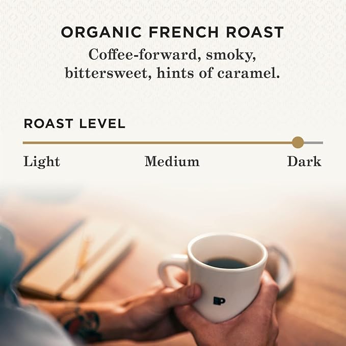 Peet's Coffee Dark Roast Ground Coffee | USDA Organic | French Roast | 36 Ounces | 2 Bags