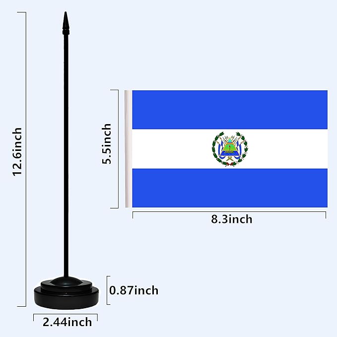 Nicaragua Nicaraguan Deluxe Desk Flag Set Small Mini Miniature Nicaragua Nicaraguan Table Desktop Flags With Solid Pole, Black Base and Spear Top(2 Pack)