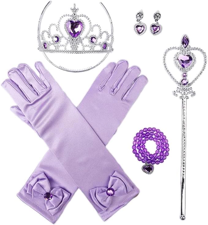 Orgrimmar Princess Dress Up Accessories Gloves Tiara Crown Wand Necklaces Presents for Kids Girls