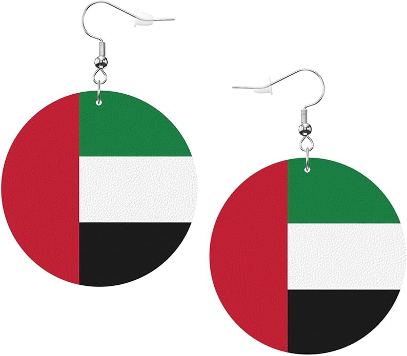 Round Faux Leather Earrings for Women Lightweight Double-Side Printed Drop Dangle Earring for Festival Party Gift