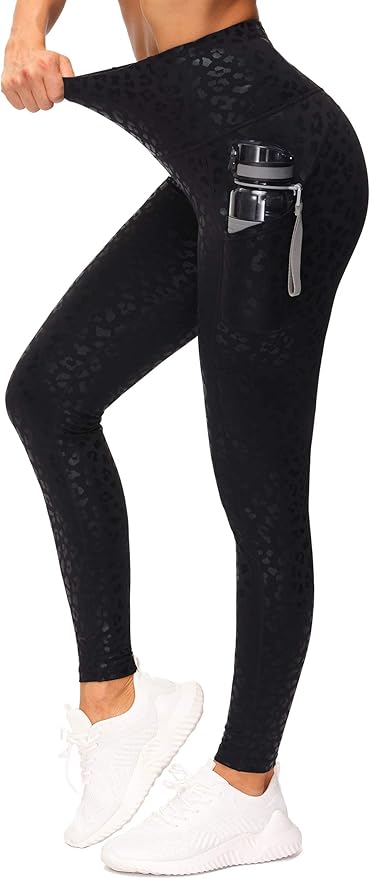 THE GYM PEOPLE Thick High Waist Yoga Pants with Pockets, Tummy Control Workout Running Yoga Leggings for Women