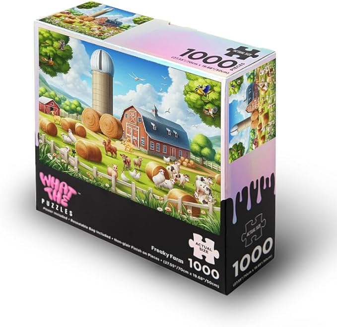 What The Puzzles - Challenging Jigsaw Puzzles 1000 Pieces, Difficult Brain Teaser Puzzles for Adults (Funny Farm)