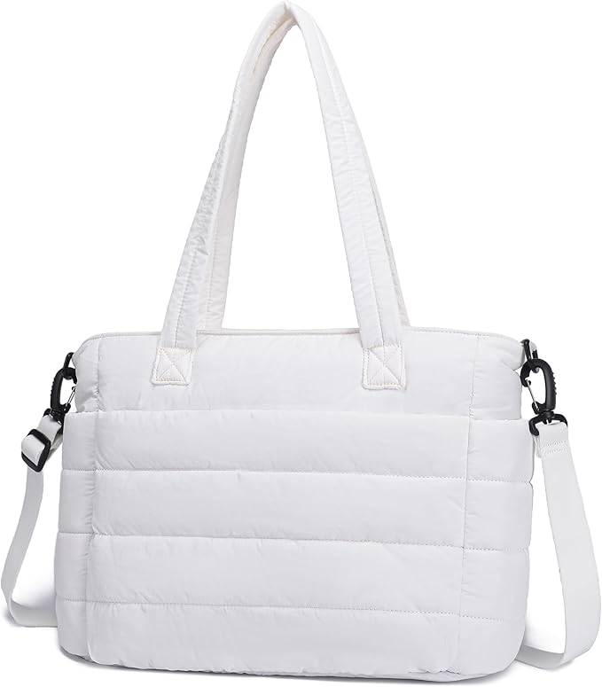AOCINA Puffer Tote Bag for Women Quilted Work Bag Nurse Bags Women's Shoulder Handbags for Travel Gym Gifts Laptop Purse