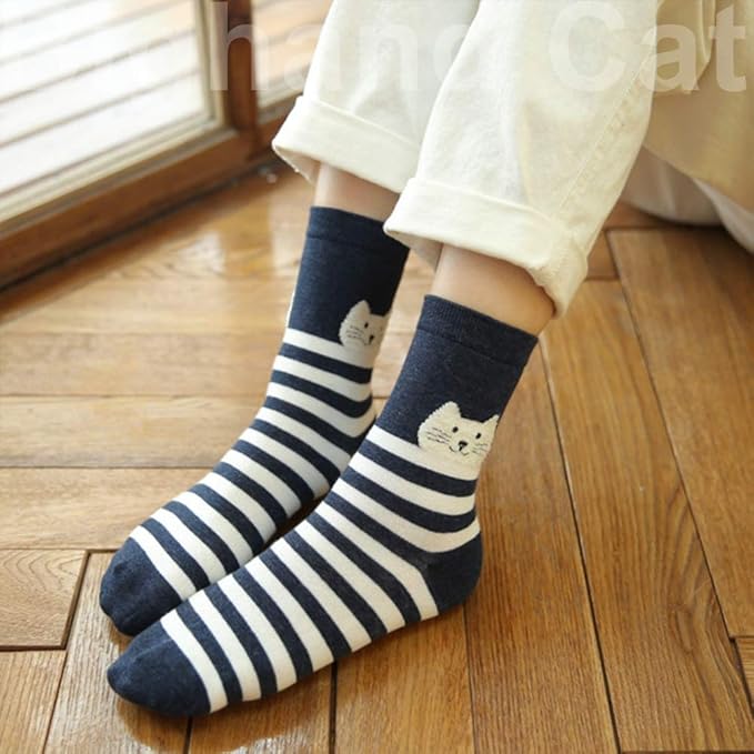IIG 3-6 Pairs Womens Cute Animal Patterned Funny Novelty Cotton Crew Socks