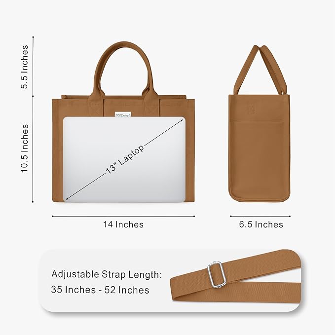 TOPDesign Heavy-Duty Canvas Tote Bag for Women, Adjustable Crossbody/Shoulder Handbag with 9 Pockets, Everything Tote