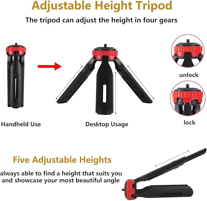 Vlogging Kit for iPhone Android Accessories, with Phone Mount, Tripod, LED Light, Microphone to One-Hand Operate Video Calling, Vlogging, YouTube, Instagram, Tiktok (Meta Black)