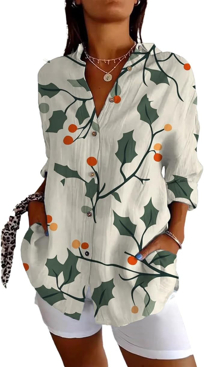 Fashion Summer Shirts Oversized V Neck Basic Vintage Floral Graphic Dressy Button Down Stylish Hawaiian Holiday Outfits
