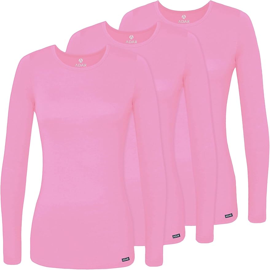 Adar Underscrubs for Women 3 Pack - Long Sleeve Underscrub Comfort Tee