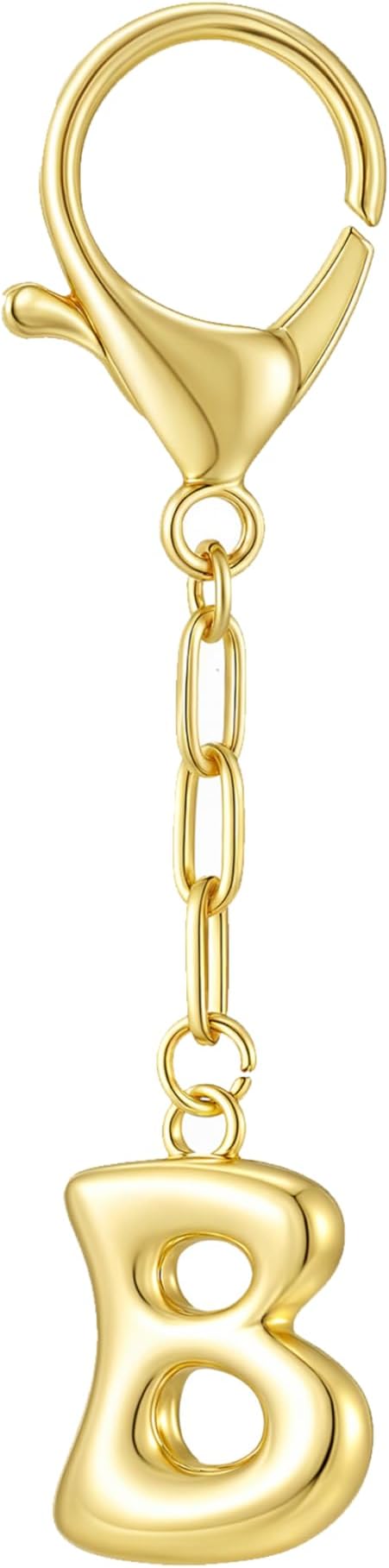 GAOKOXI Gold Bubble Initial Keychain Charm for Women Chunky Bag Purse Charms A-Z Letter Key Chains for Handbag Accessories