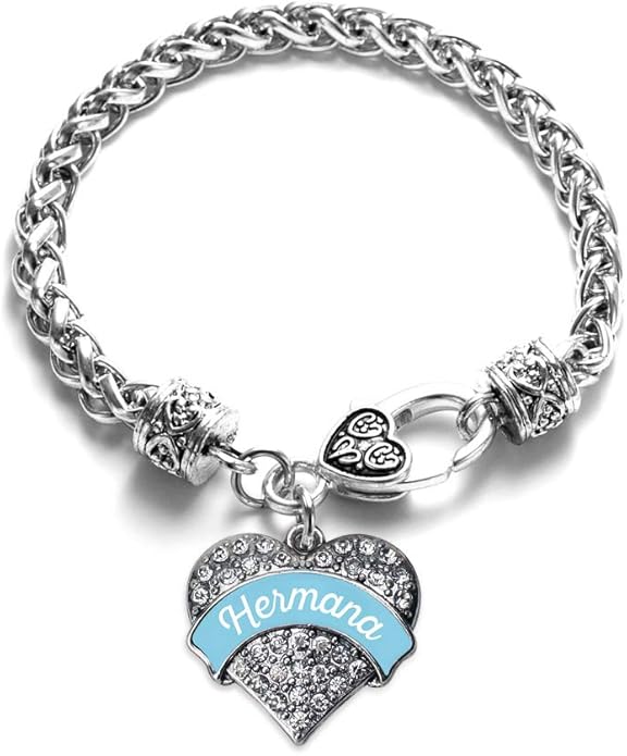 Inspired Silver - Silver Pave Heart Charm Bracelet with Cubic Zirconia Jewelry