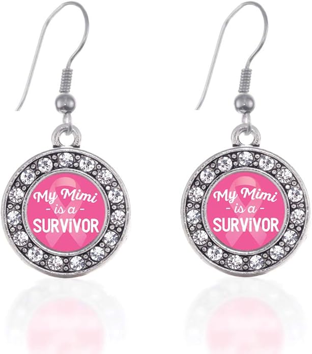 Inspired Silver - Silver Circle Charm French Hook Drop Earrings with Cubic Zirconia Jewelry
