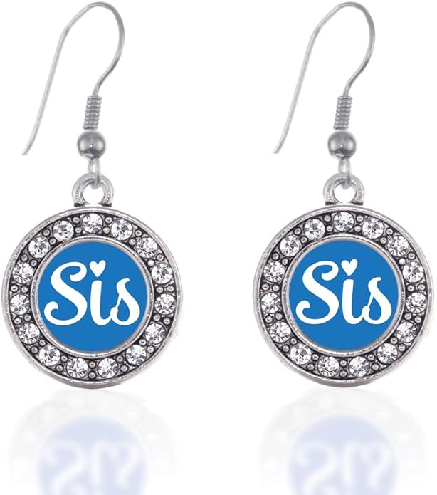 Inspired Silver - Silver Circle Charm French Hook Drop Earrings with Cubic Zirconia Jewelry