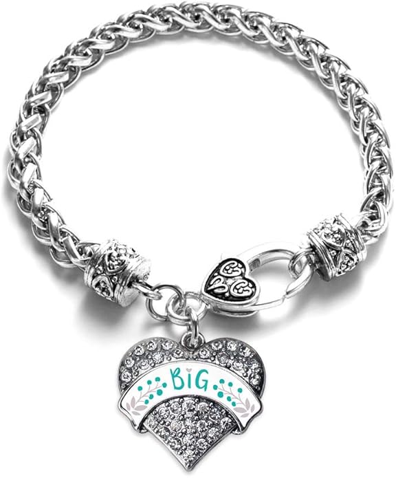 Inspired Silver - Silver Pave Heart Charm Bracelet with Cubic Zirconia Jewelry