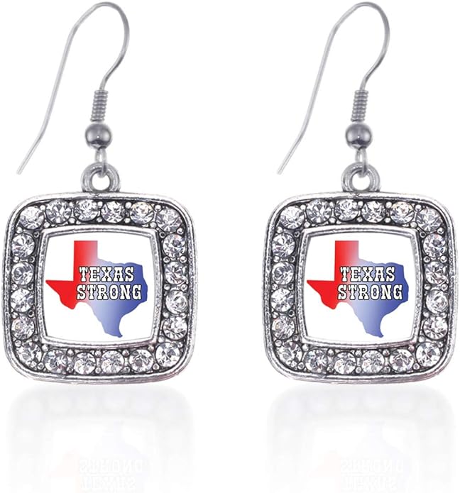 Inspired Silver - Silver Square Charm French Hook Drop Earrings with Cubic Zirconia Jewelry