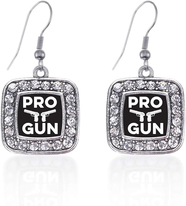 Inspired Silver - Silver Square Charm French Hook Drop Earrings with Cubic Zirconia Jewelry