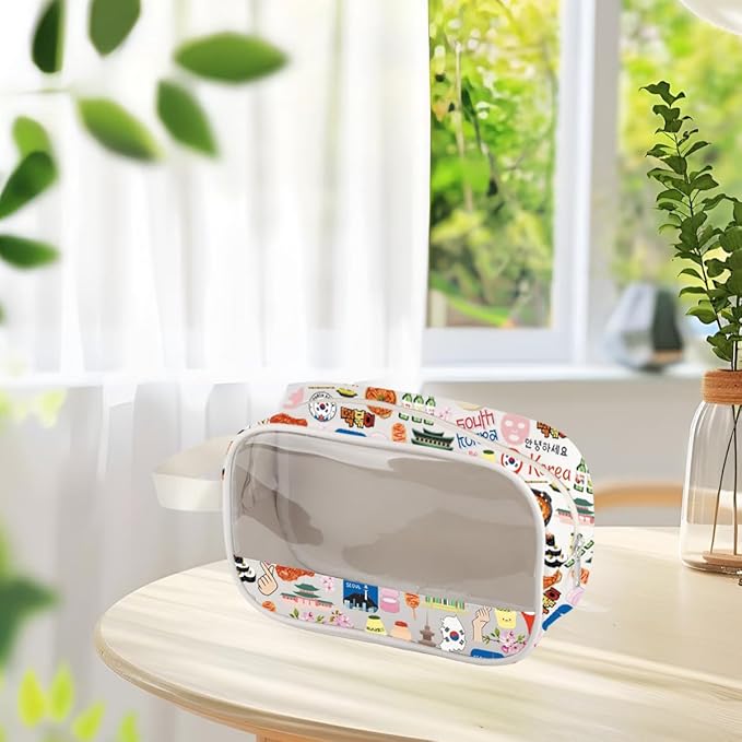 VAMSII South Korea Souvenir Gifts South Korea Travel Landmarks Toiletry Cosmetic Bag South Korea Travel Gifts (USSouthKoreaToiletry)