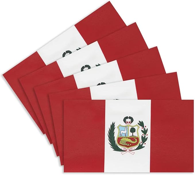 CANTENDO 5Pcs Peru Flag Decal Sticker - Peruvian Flag Reflective Vinyl Car Stickers - for Car Window Bumper Waterproof Sticker (2.5 x 4.5 Inch)