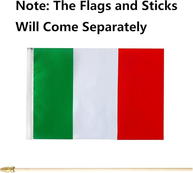 GSYLPFT 12 Pack Italian Flags on Sticks Italy Small Mini Hand Held Flags for Office Classroom Holiday Party Decorations